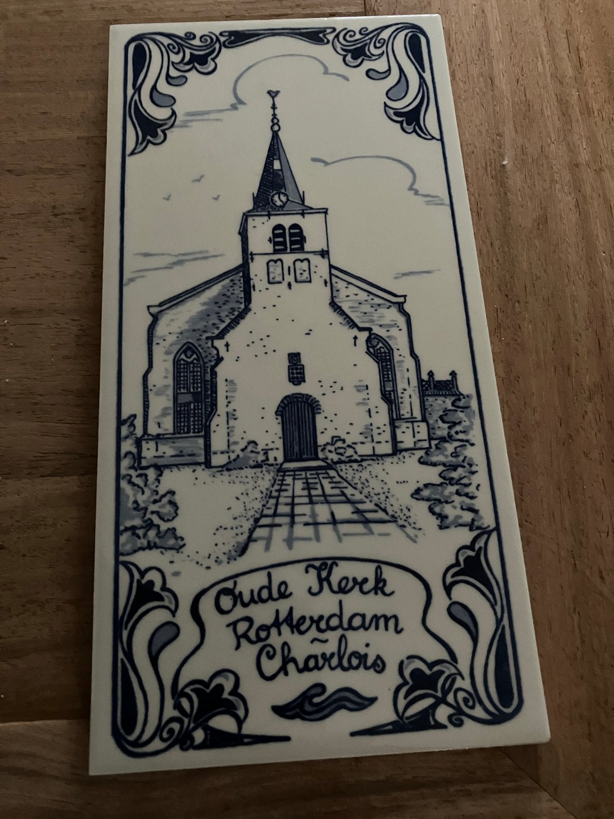 Delfts Blauw Tegel Oude Kerk Rotterdam Charlois, Ophalen of Verzenden
