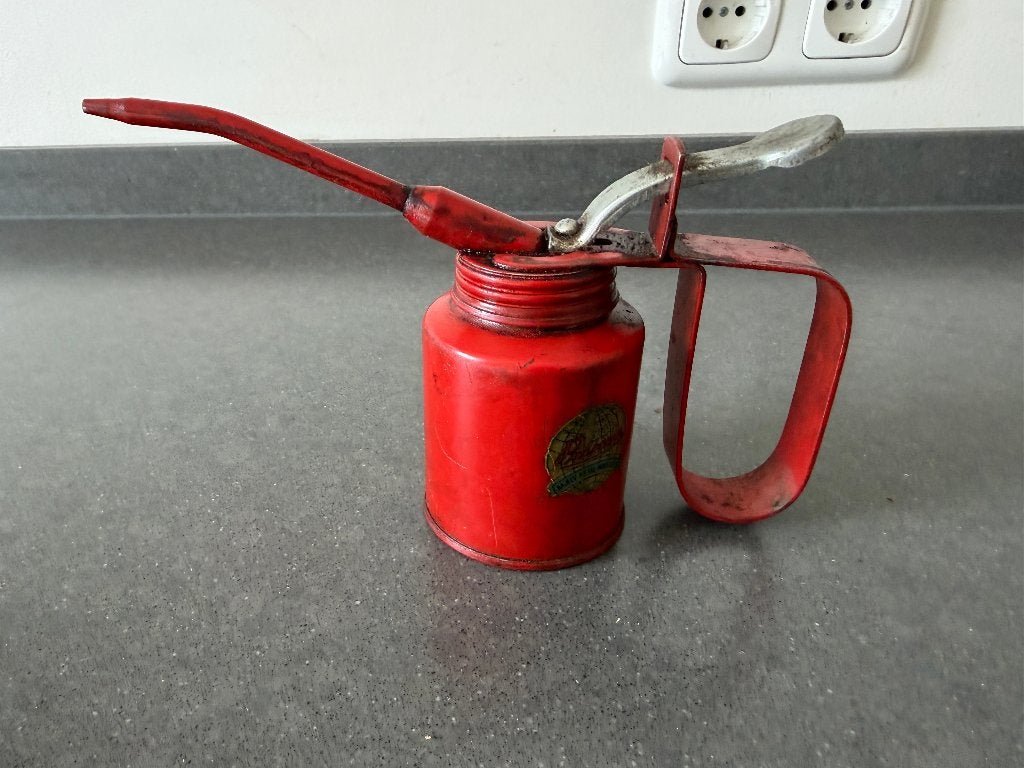 Vintage knijp oliekan Prima van Rajeev Metal Industries, Ophalen of Verzenden