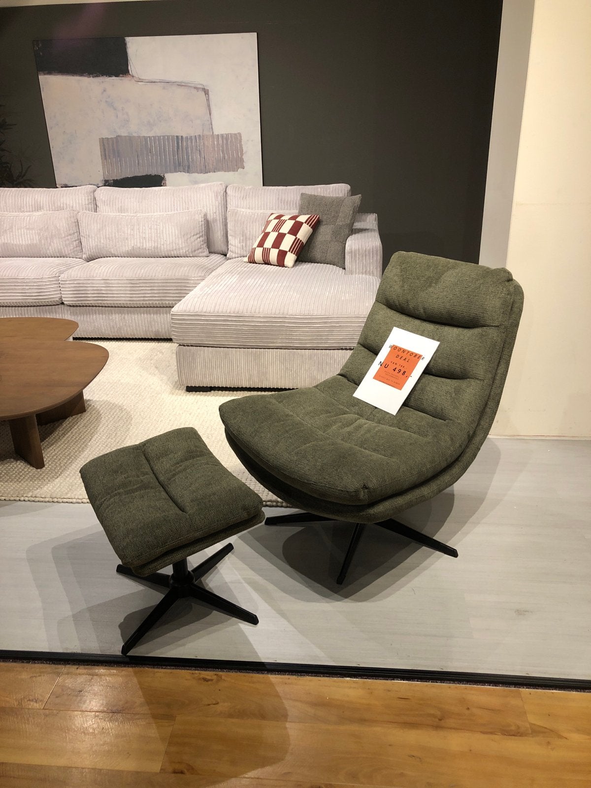 Relaxfauteuil met voetenbankje - Direct leverbaar!, Ophalen, Nieuw, Stof