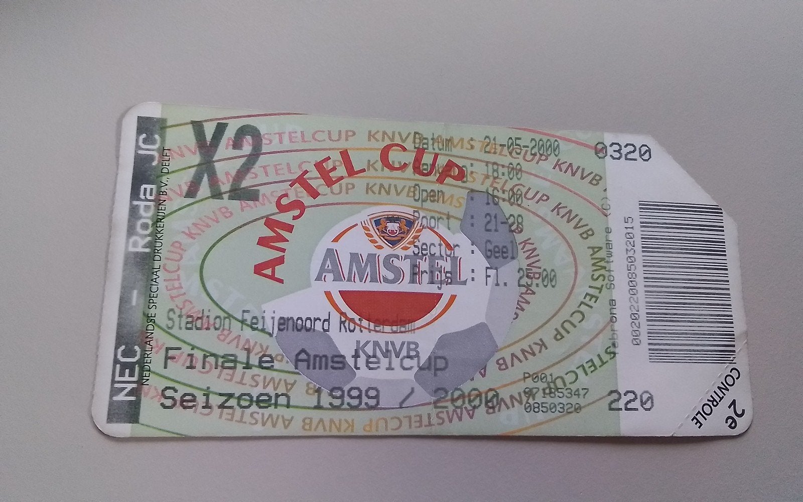 NEC -RODA  Finale Amstelcup 99/00, Verzenden, Midden-Oosten