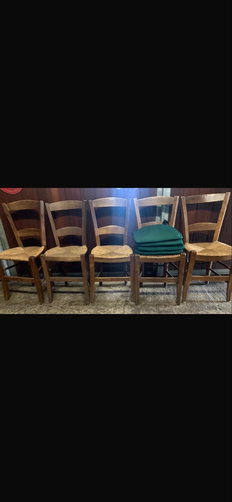 5 rustieke vintage antieke stoelen met rieten zitting, Antiek en Kunst, Ophalen