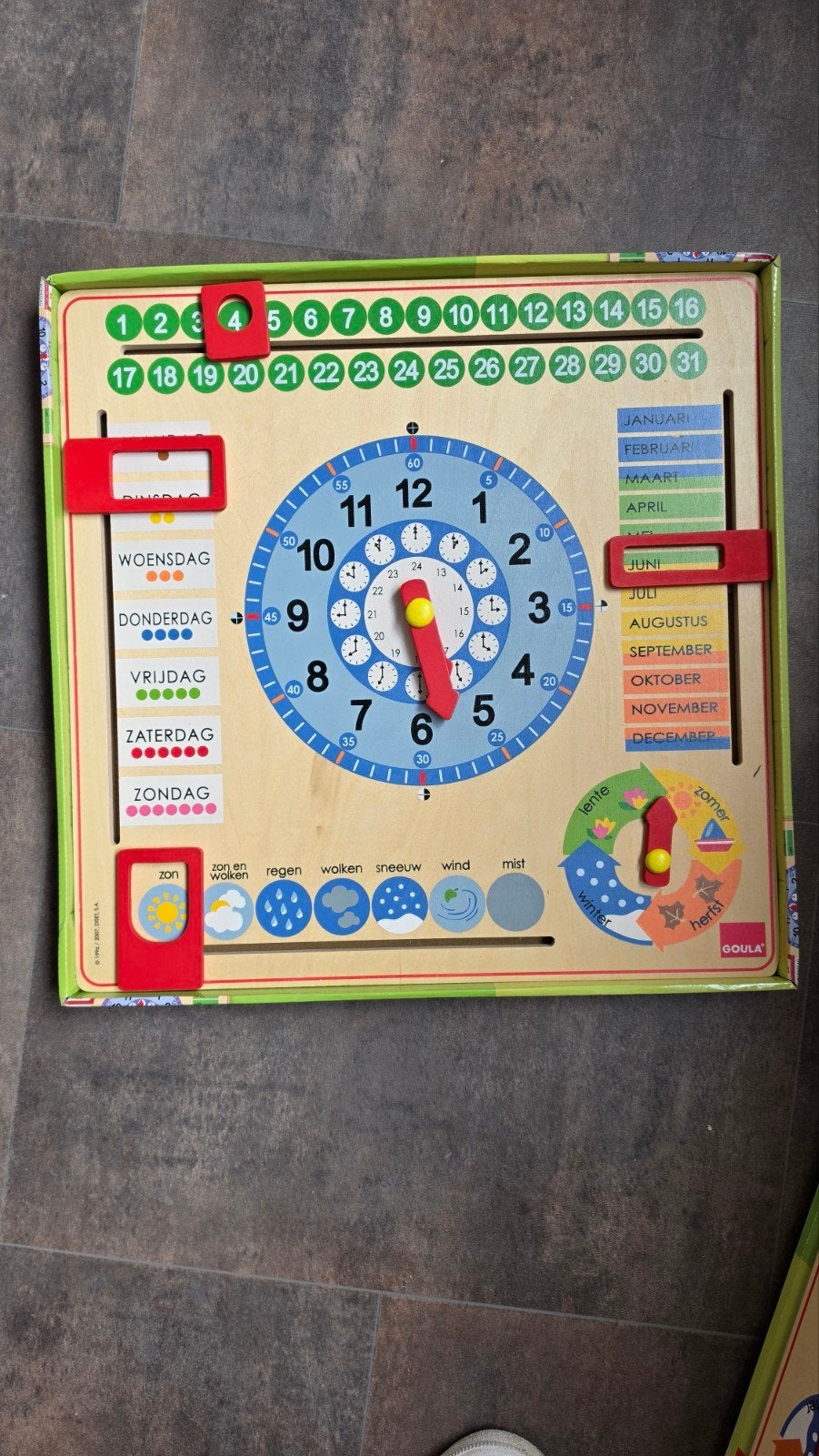 Leerklok met Kalender, Dagen, Maanden, Seizoenen & Weer, Ophalen of Verzenden, Gebruikt, Taal en Lezen