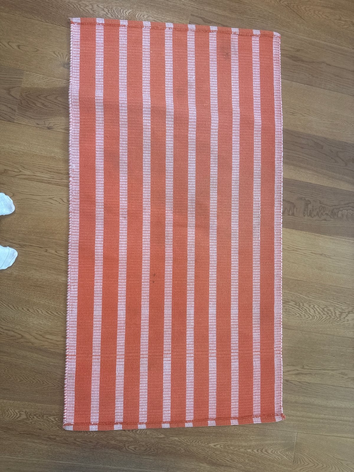 VÄGSKYLT Ikea gestreepte loper - 80x150, Gebruikt, Oranje, 150 tot 200 cm, Rechthoekig
