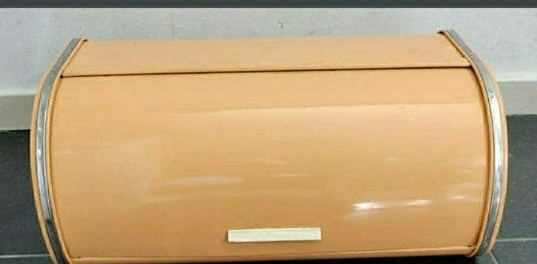 Broodbox,Brabantia,klep,AMANDEL,Vintage,metaal,1960,Retro, Ophalen of Verzenden, Zo goed als nieuw, Metaal, Broodtrommel