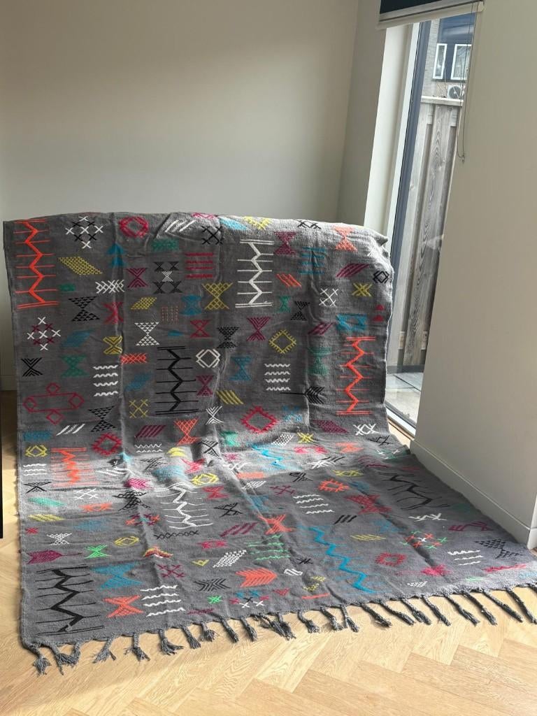 Marokkaans Berber Tapijt – Handgemaakt – 297x196 cm, Verzenden, 150 tot 200 cm, Marokkaans tapijt handgemaakt, Grijs