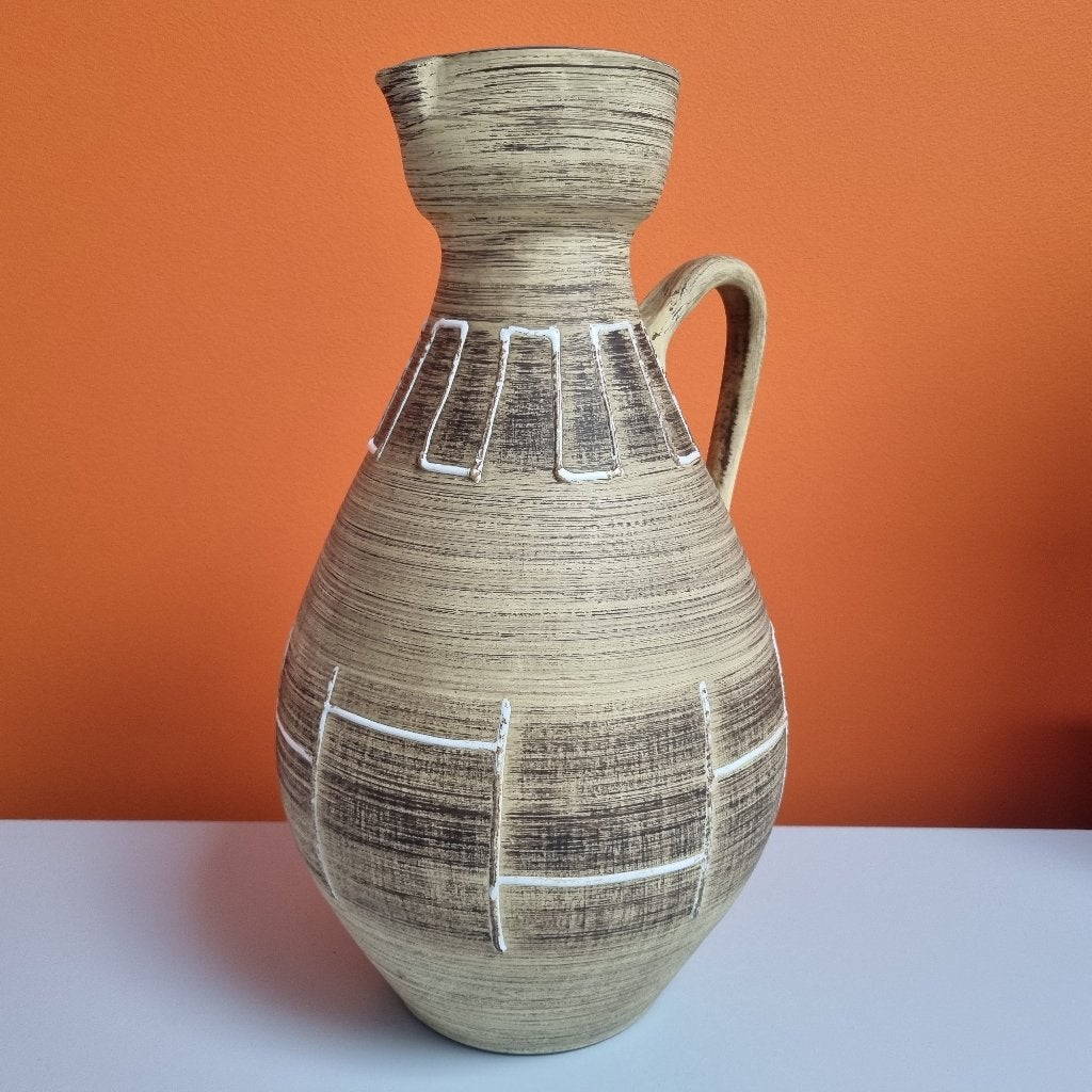 vintage vaas / kan Wekara / Sawa keramiek West Germany 60s, 35 cm, Zo goed als nieuw, Steen/keramiek, Meerkleurig