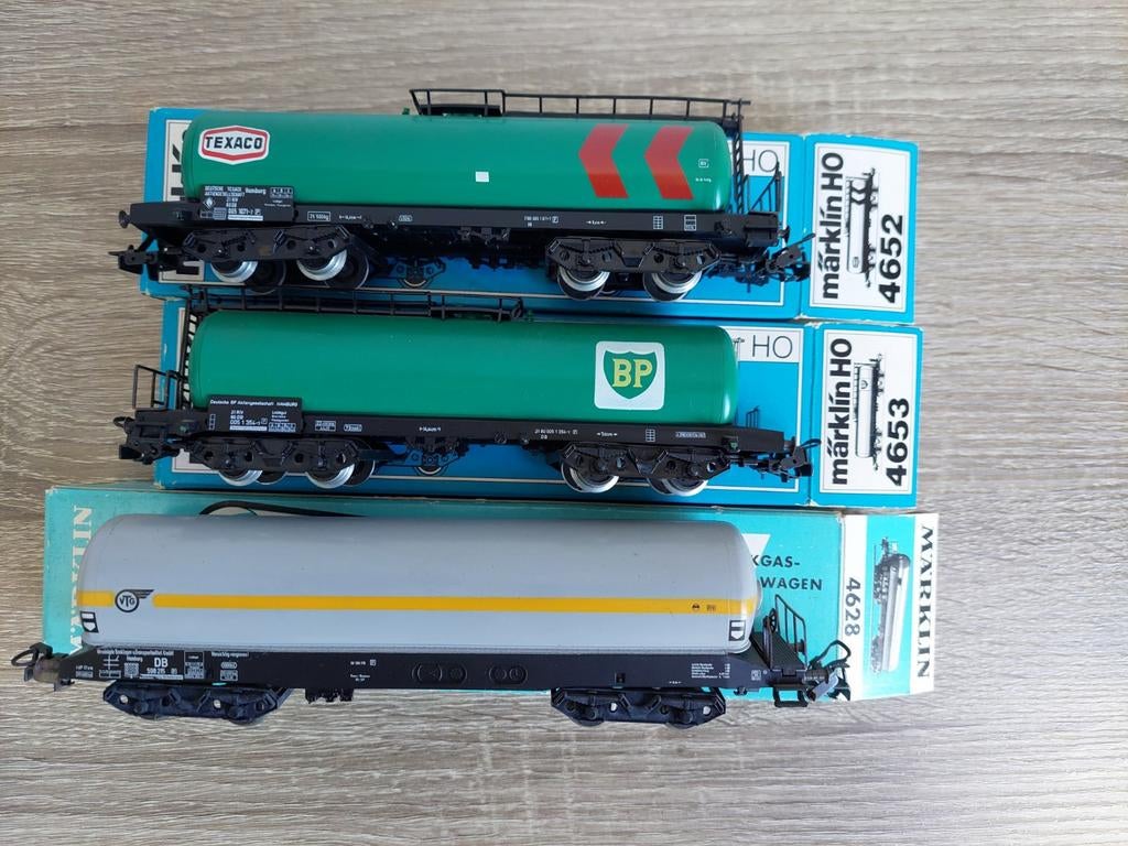 Märklin H0 - 4652 4653 - ketelwagens Texaco BP, Wisselstroom, Wagon, Ophalen of Verzenden, Zo goed als nieuw