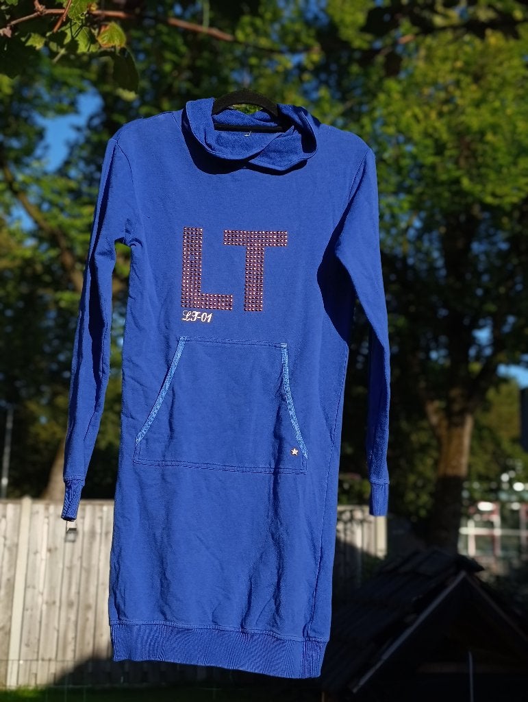 Blauwe jurk met capuchon LT-01 maat 164, Gebruikt, Meisje, LT-01, Ophalen of Verzenden