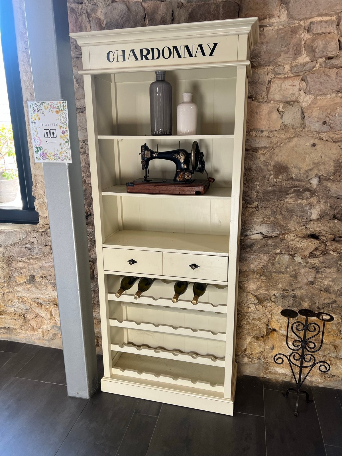 Wijnrek kast 'Chardonnay' met lades en planken, Huis en Inrichting, Woonaccessoires | Wijnrekken, Ophalen, Gebruikt, 15 tot 25 flessen