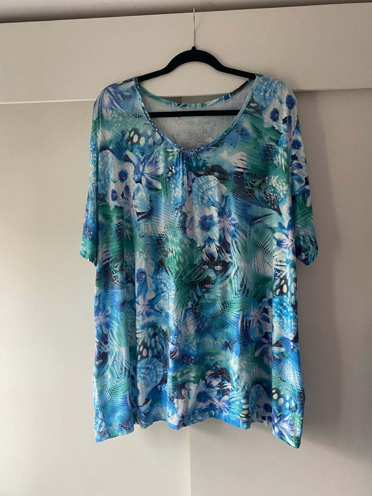 Ocean Breeze Candal Tuniek met bloemenprint, Blauw, Maat 42/44 (L), Ophalen of Verzenden, Zo goed als nieuw