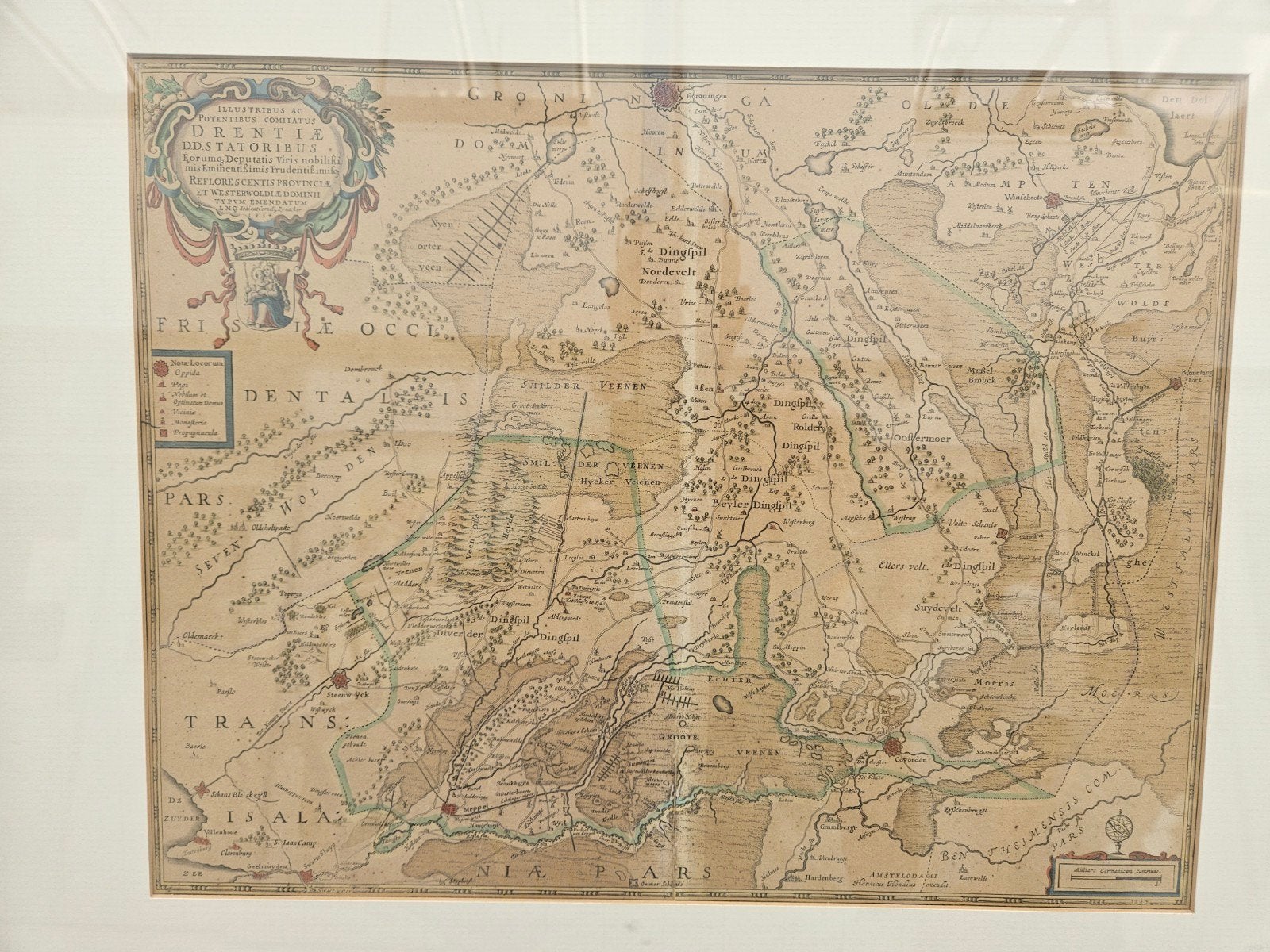 Antieke orginele provinciale kaart van Drenthe, Boeken, Atlassen en Landkaarten, Voor 1800, Ophalen of Verzenden, Nederland, Landkaart