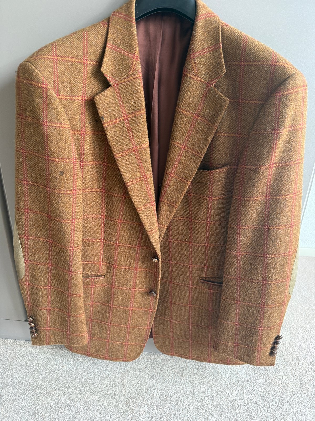 Heren colbert bruin geruit met elleboogstukken. Ormezzano, Kleding | Heren, Ophalen of Verzenden, Gedragen, Maat 48/50 (M), Bruin