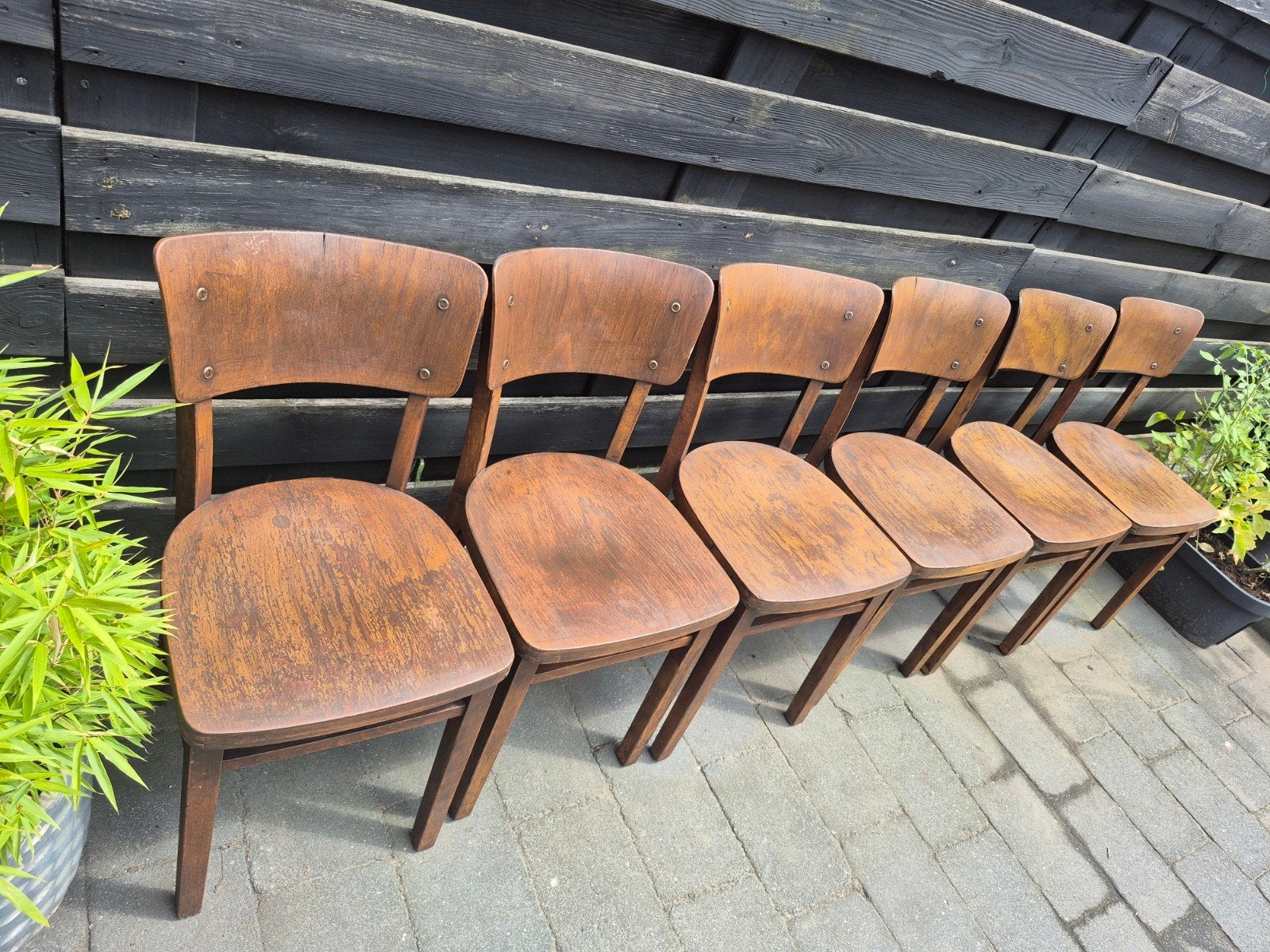 Bistro / Café stoeltjes 6 stuks., Ophalen, Bistrostijl, Thonet., Gebruikt, Overige kleuren