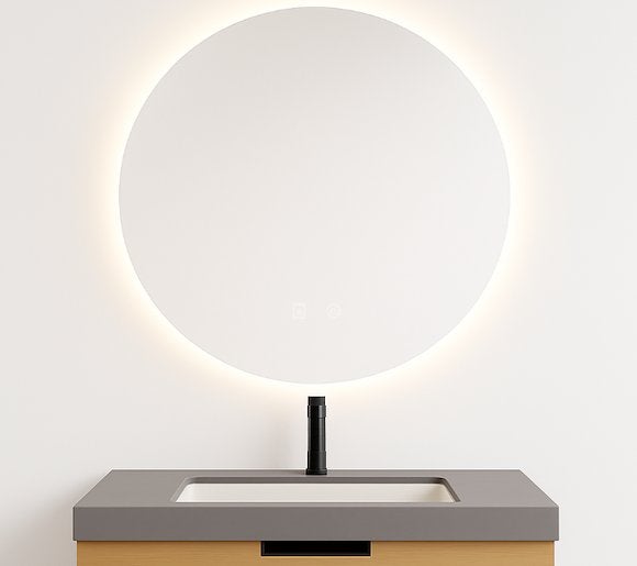 OP=OP! Spiegel, LED 3 kleuren, condensvrij, rond, Ekeby 90, Ophalen of Verzenden, Nieuw
