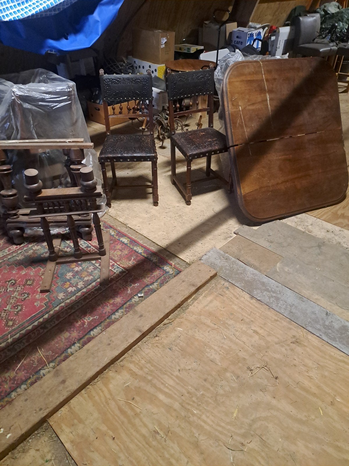 Antieke eettafel met 6 stoelen, Ophalen of Verzenden