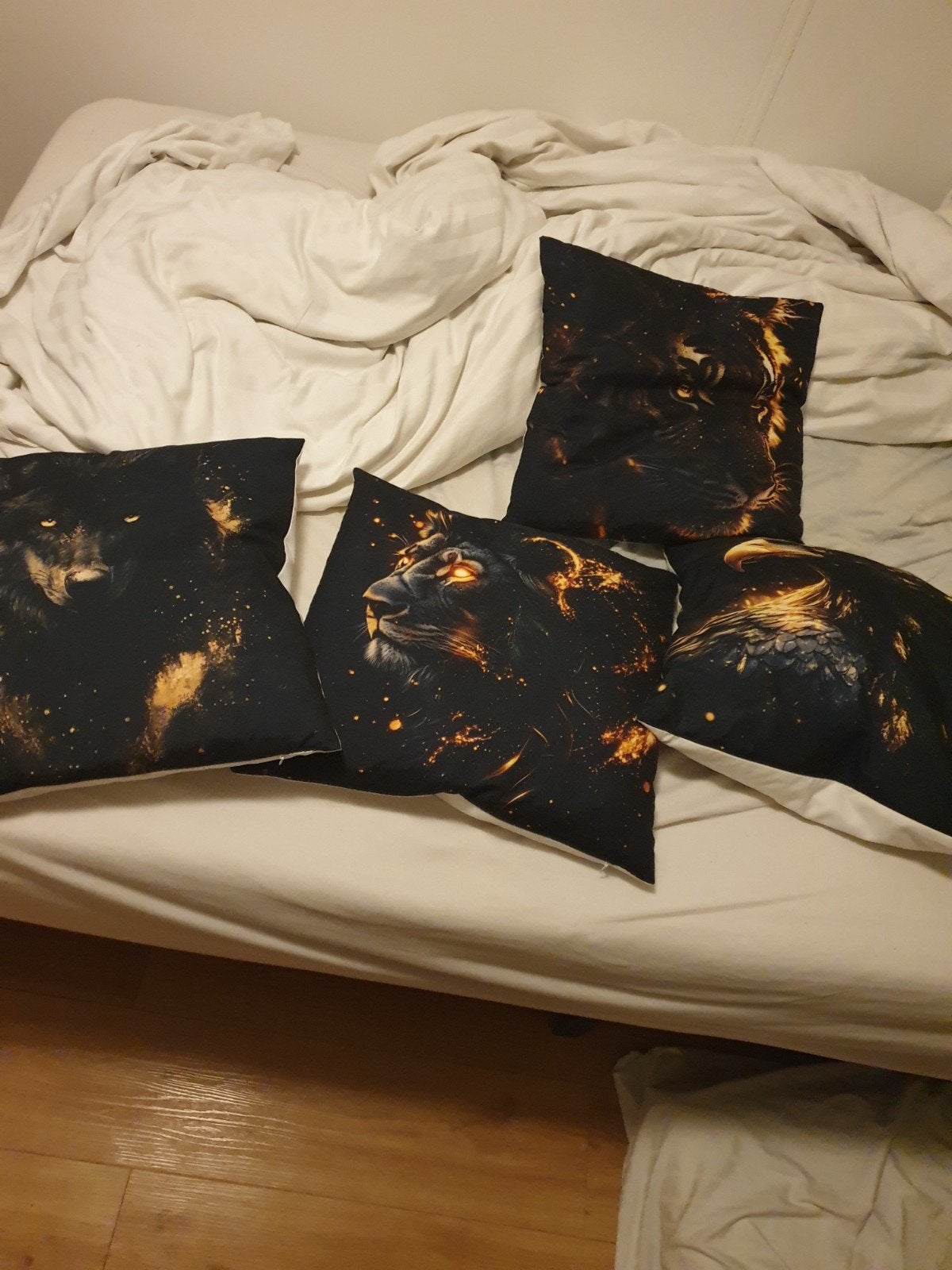 Set van 4 sierkussens met dierenprint (wolf, leeuw, tijger,, Ophalen
