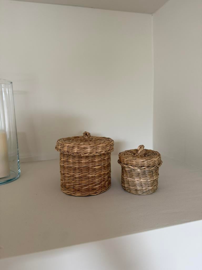 Rotan mandjes / decoratie, Ophalen, Zo goed als nieuw, Rond, Riet