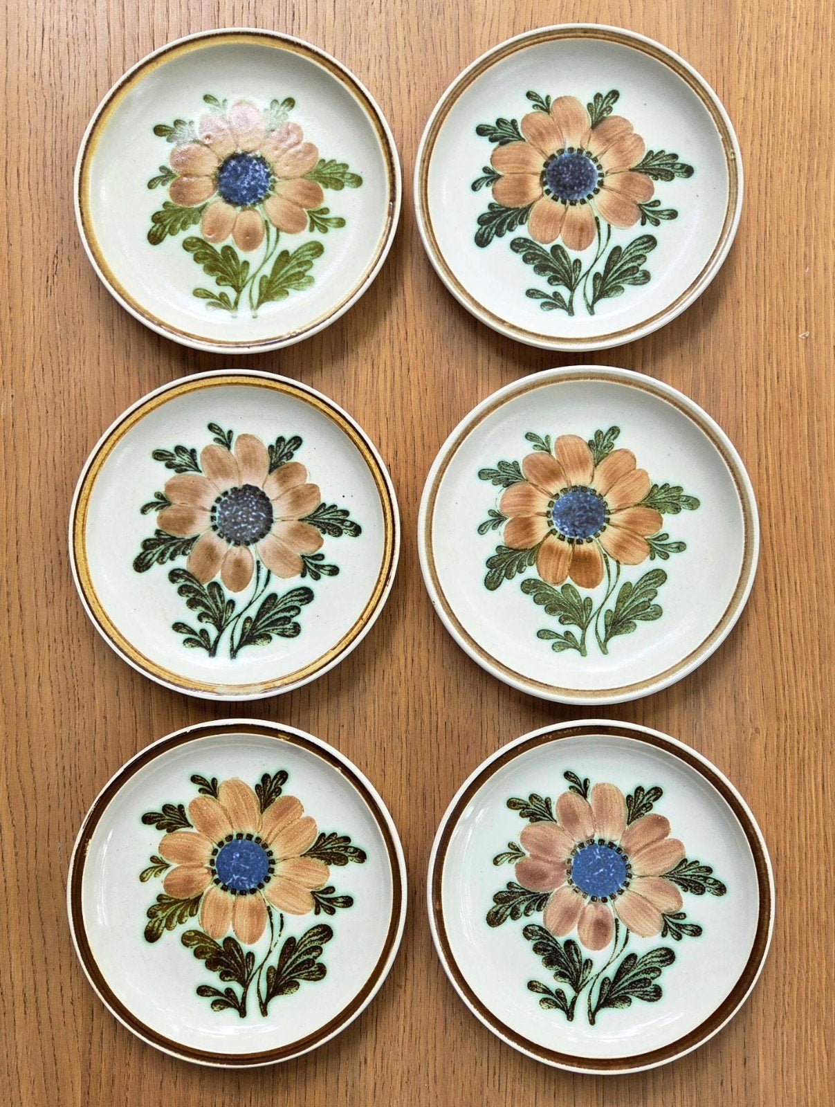 Set van 6 vintage Gien borden met bloemmotief, Ophalen of Verzenden