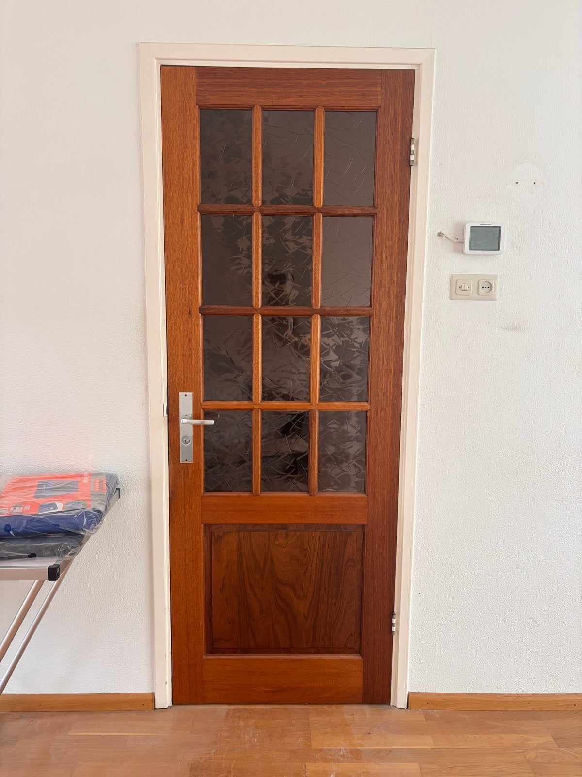 Houten binnendeur met glas, 210x78 cm, Ophalen, Gebruikt, Minder dan 80 cm, Binnendeur