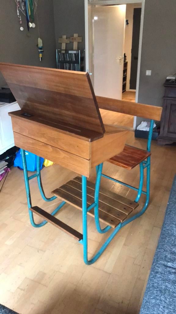 Antieke vintage schoolbank zeer mooi!, Ophalen