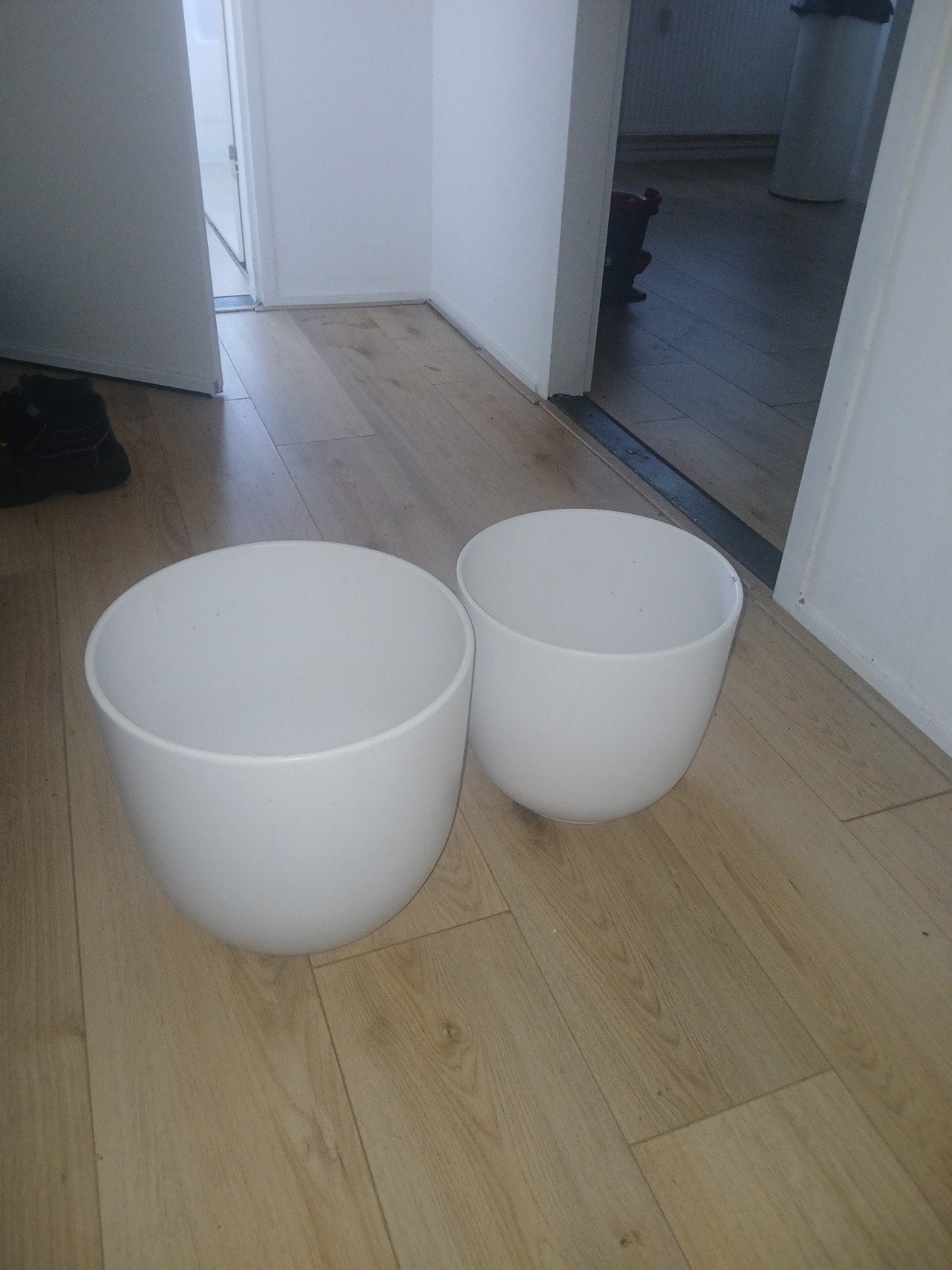 Set van 2 witte bloempotten (39cm & 32cm) - Binnen/Buiten, Ophalen, Binnen