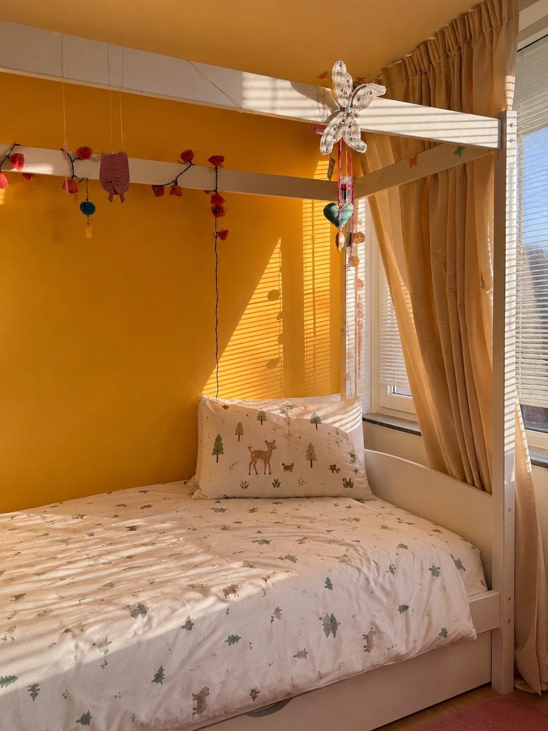 90x200 Hemelbed met uitschuifbaar onderbed, Huis en Inrichting, Ophalen, Gebruikt, 90 cm, Eenpersoons