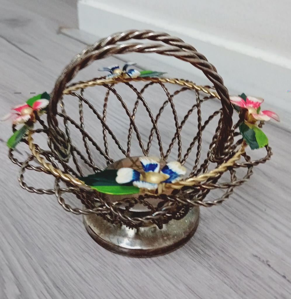 vintage metalen bloemenmand, Ophalen of Verzenden