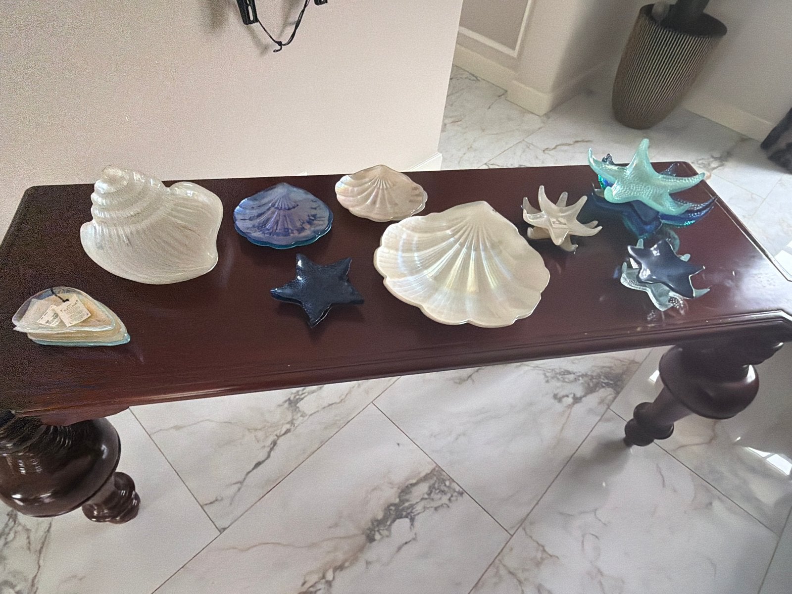 Decoratieve servies set schelpen en zeesterren, Overige typen, Ophalen of Verzenden, Overige stijlen, Glas