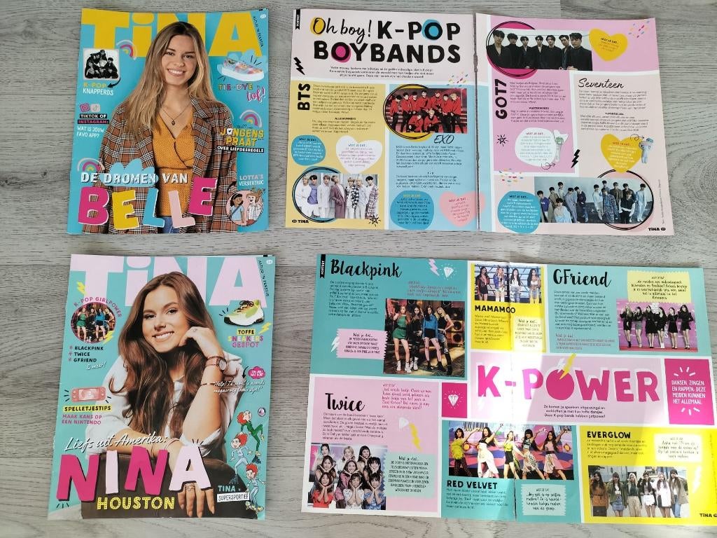 K-pop knipsels 2 x cover TINA + artikel, Verzenden, Zo goed als nieuw, Boek, Tijdschrift of Artikel