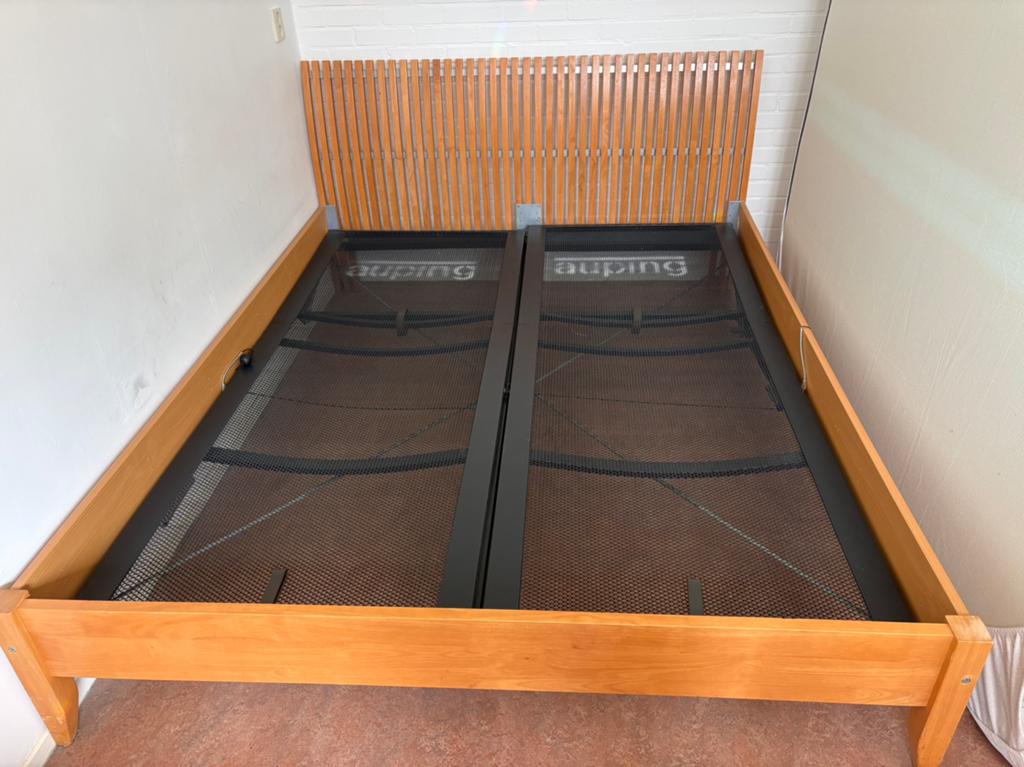 Houten bed Auping spiraalbodem 160x200, Huis en Inrichting, Slaapkamer | Bedden, Ophalen, Bruin, Tweepersoons, 200 cm