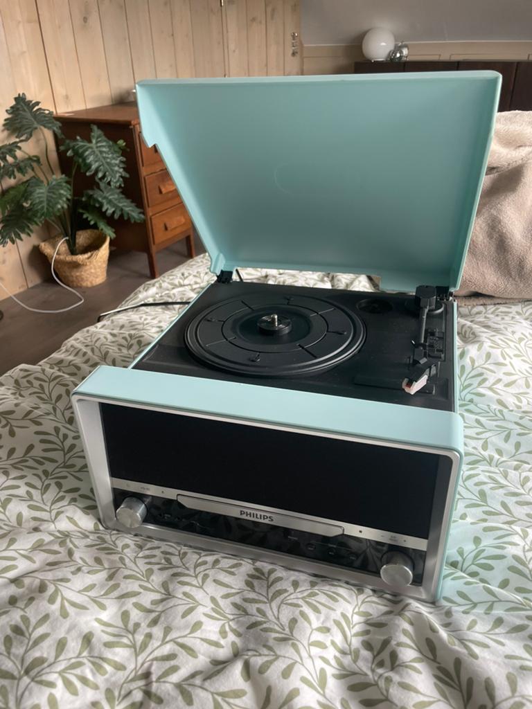Blauwe platen en cd speler/radio van philips, Ophalen, Philips