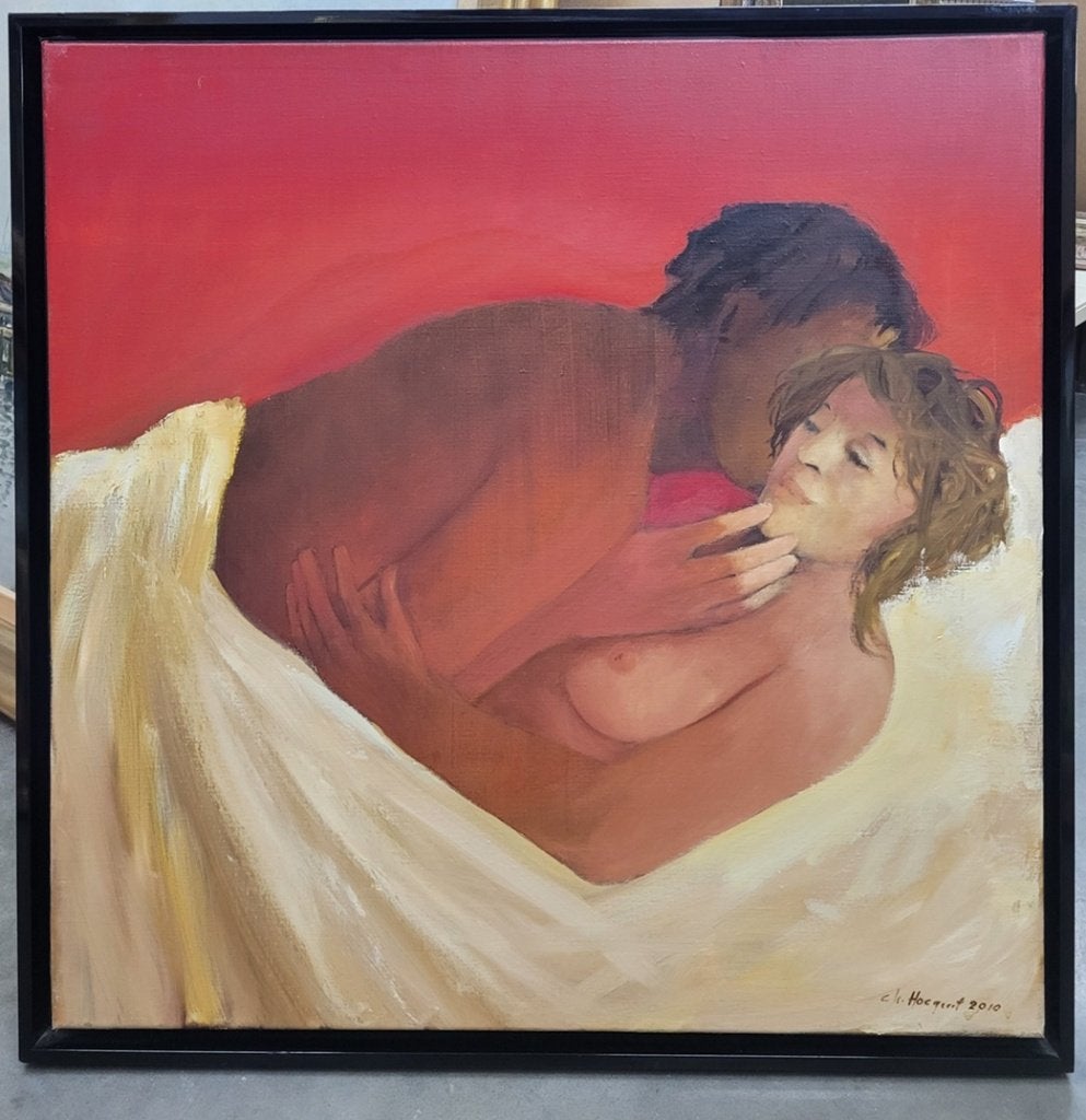 Charles HOCQUET, Tendresse, Ophalen of Verzenden, Gedateerd, Olieverf, Doek
