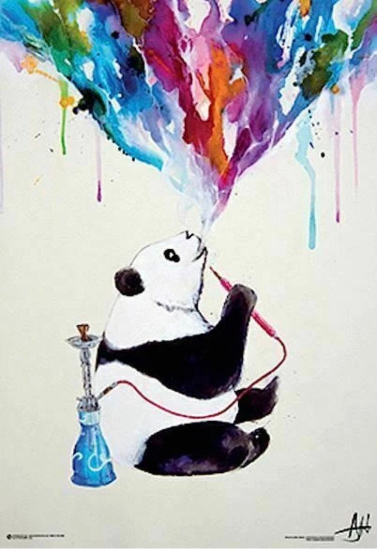 Poster Panda smoking Panda Hookah New Print Poster Wall art, Ophalen of Verzenden
