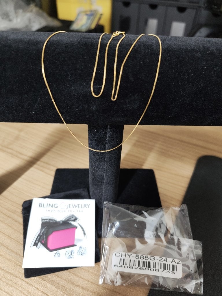 Bling Jewelry - 14K goud ketting - box chain, Ophalen of Verzenden, Nieuw, Goud, Goud