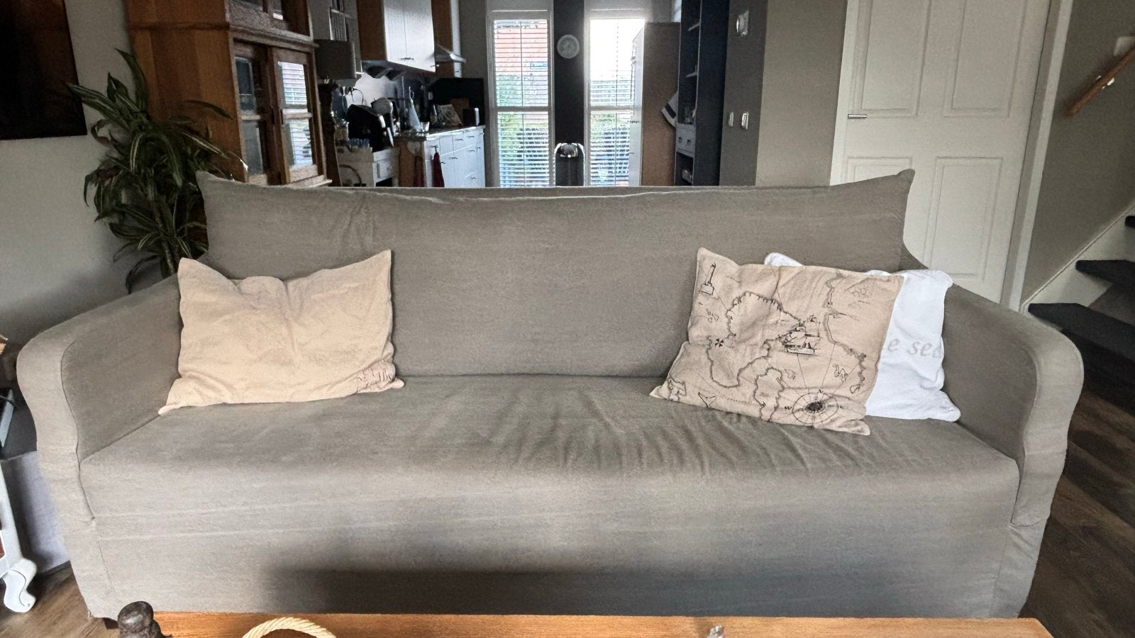 Hoffz Stijl Bank met Losse Hoes - Comfortabel en Stijlvol, Huis en Inrichting, Ophalen, Gebruikt, 100 tot 125 cm, Driepersoons