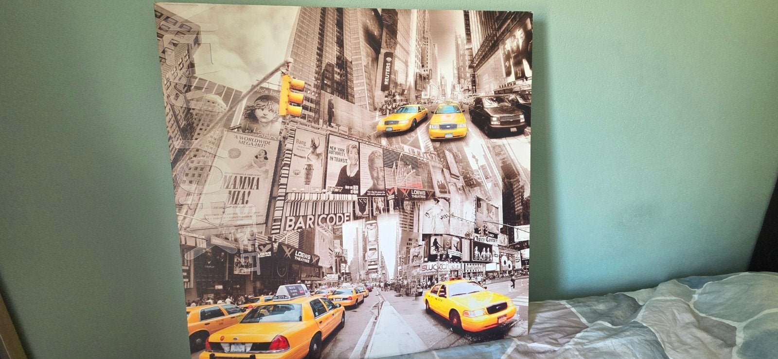 New York City Canvas Schilderij - Times Square Taxi's, Ophalen, Zo goed als nieuw, Schilderij, 75 tot 100 cm