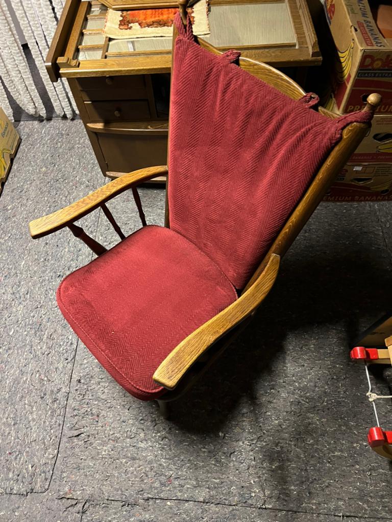 Rokers Stoel uit de jaren 50, Huis en Inrichting, Stoelen, Ophalen, Gebruikt, Eén, Rood