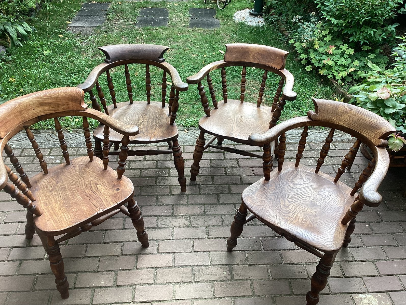 4 Antieke Windsor Kapiteinsstoelen, Ophalen