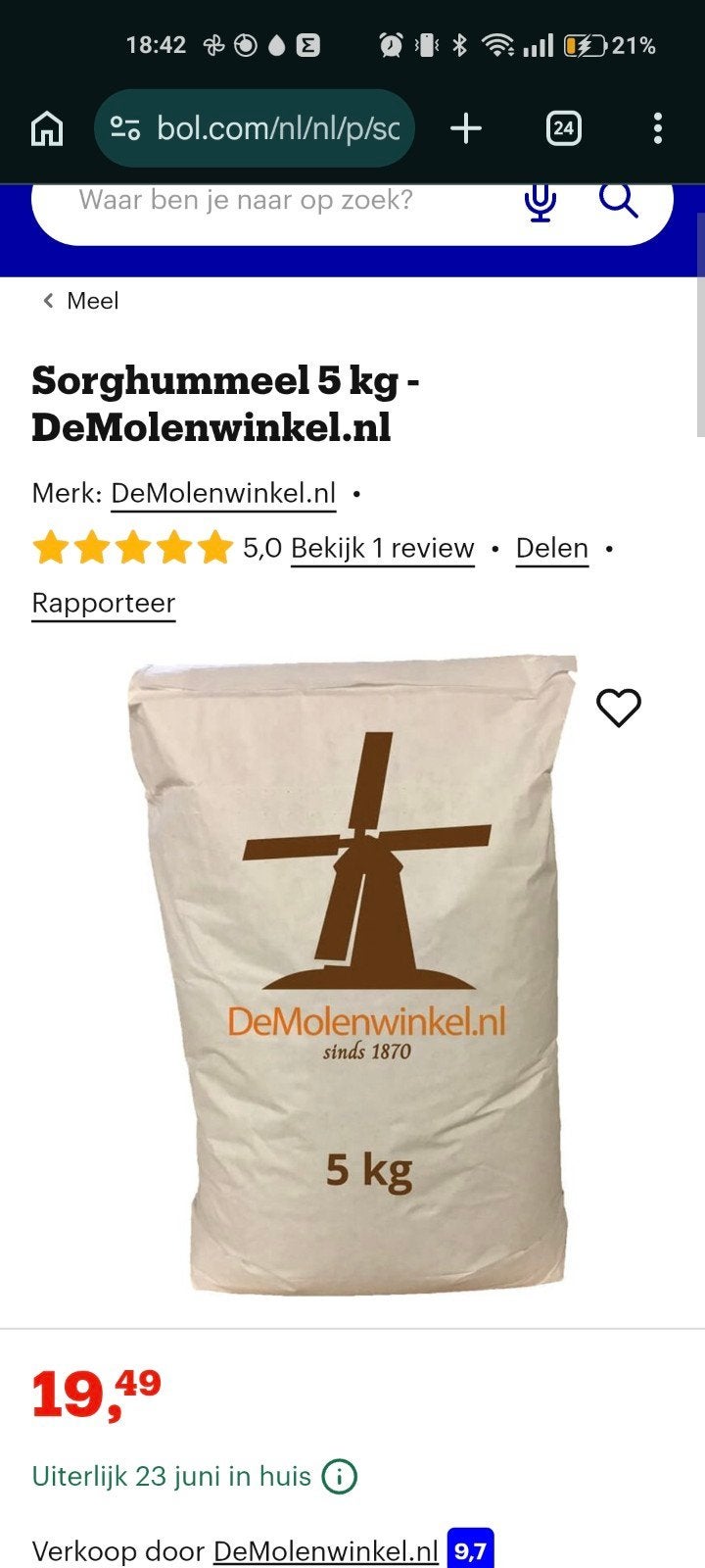Sorghum meel, Ophalen, Nieuw