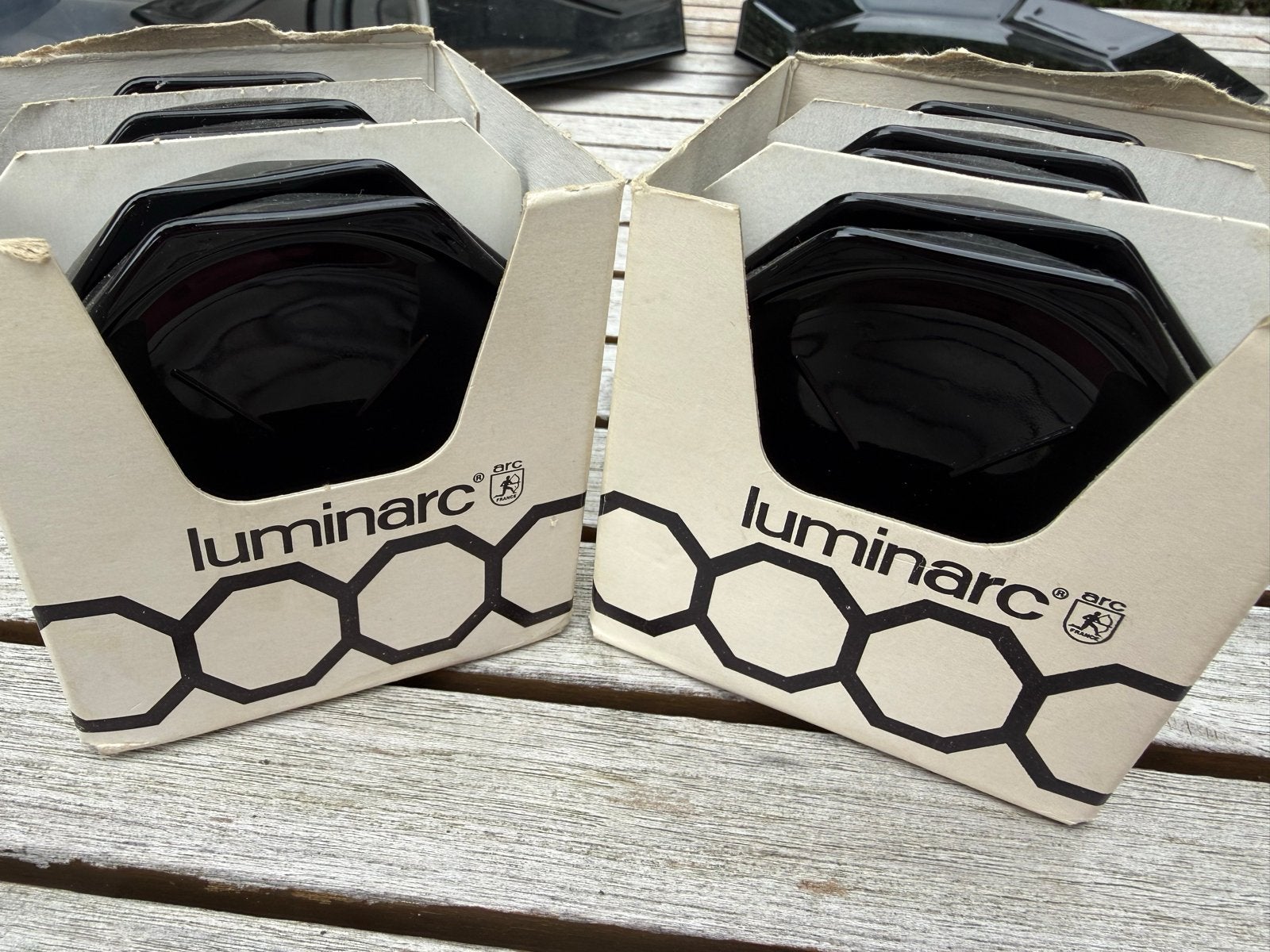 Vintage Luminarc Arc zwarte onderzetters, Huis en Inrichting, Ophalen, Overige merken, Overige typen, Vintage