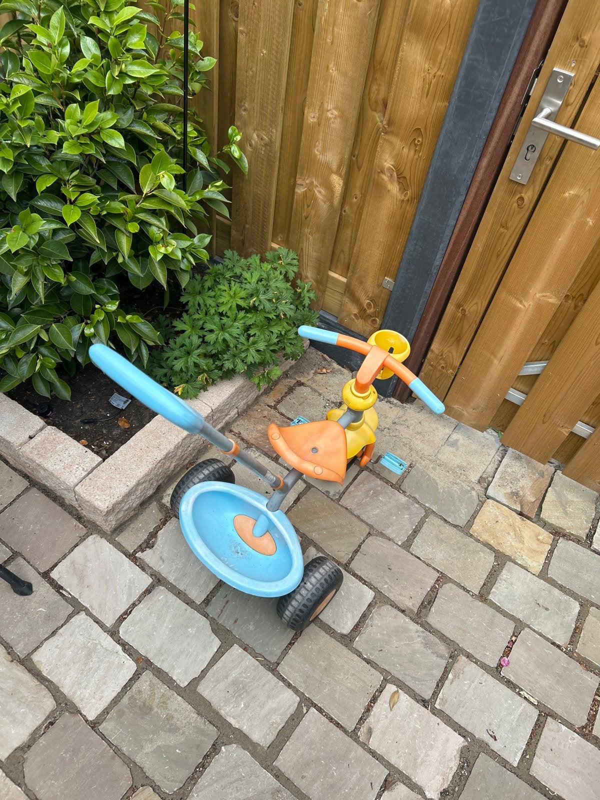 Kinder driewieler met duwstang, Ophalen, Gebruikt, Duwstang