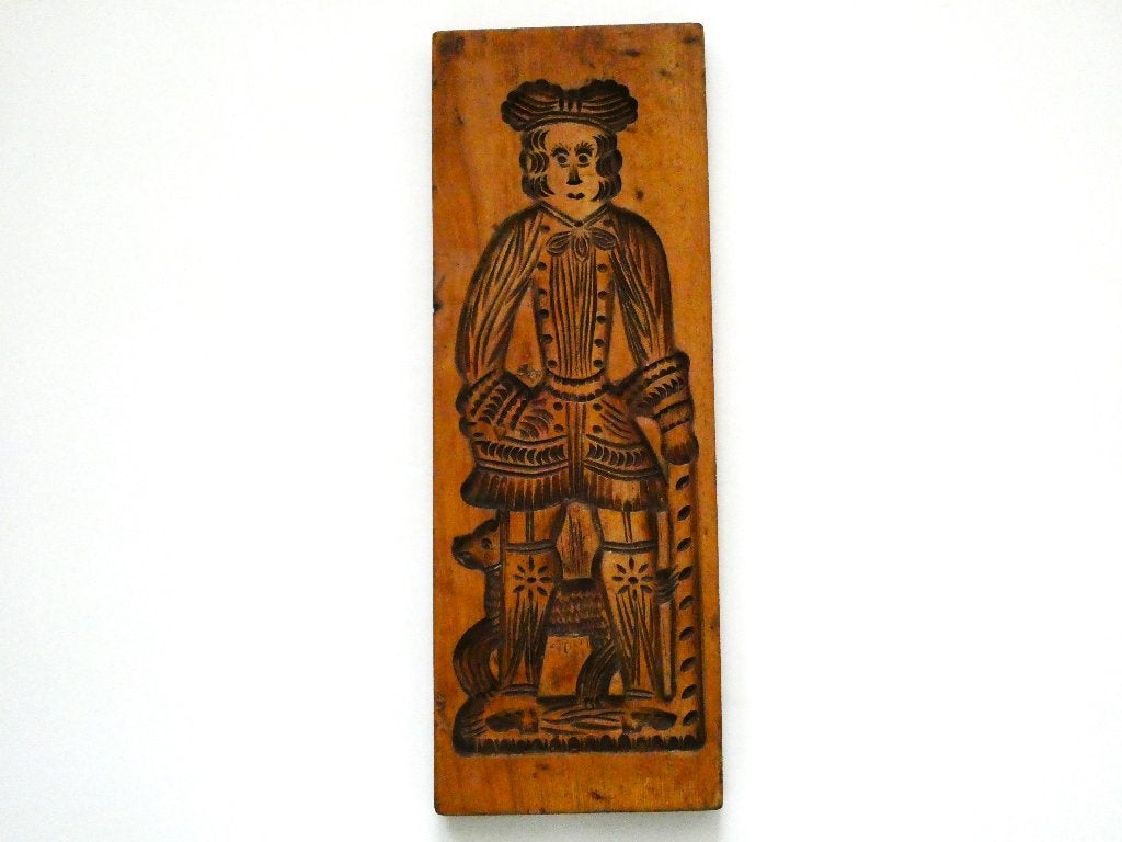 Koekplank / speculaasplank Vrijer en Vrijster 52 cm., Houtsnijwerk, Handgemaakt, Hout, Bruin