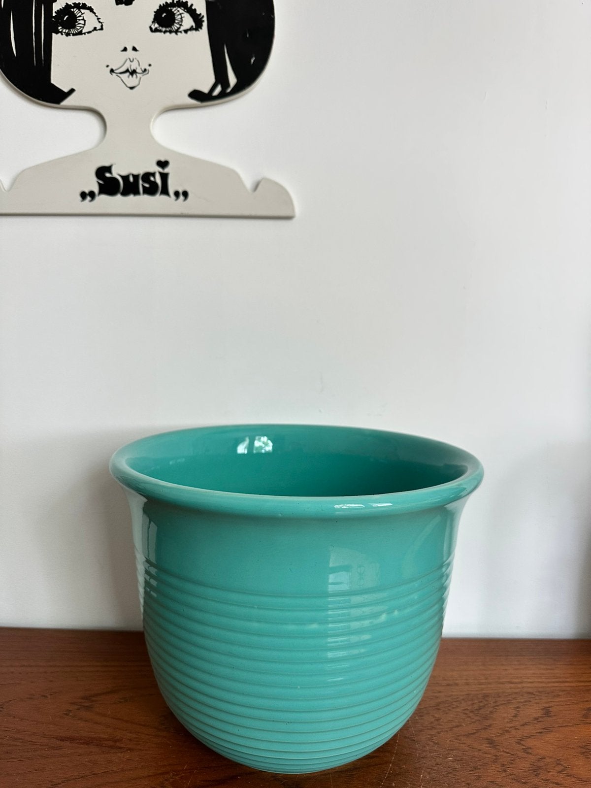 Bloempot Vintage Jaren 60 XL Turquoise, Ophalen of Verzenden
