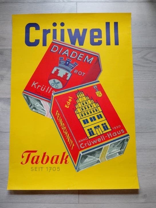 Vintage Criwell Tabak Reclame Poster - Sinds 1705, Ophalen of Verzenden, A1 t/m A3, Reclame, Rechthoekig Staand