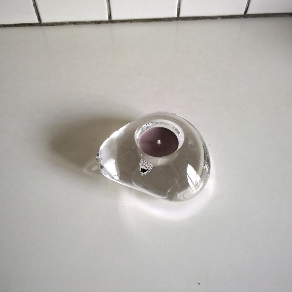 Orrefors Zweeds kristallen waxinelichtje, Ophalen of Verzenden, Zo goed als nieuw, Overige materialen, Minder dan 25 cm