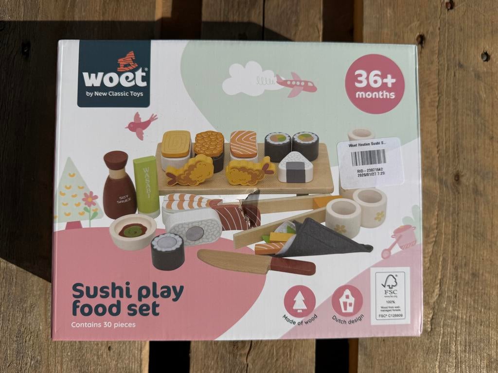 Woet Houten Sushi Speelset - Nieuw in Doos, Kinderen en Baby's, Info@newclassictoys.com, Overige typen, Nieuw, De Factorij 48, 1689 AL Zwaag, Nederland