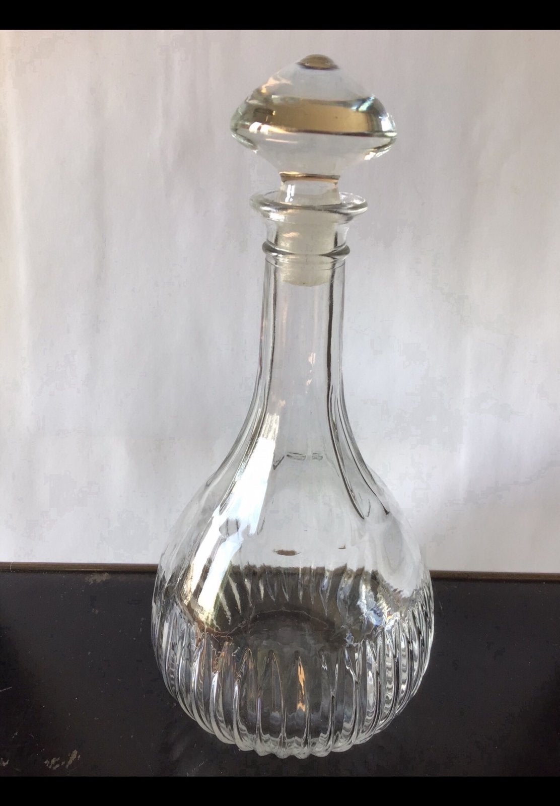 Glazen drank karaf + stop, fles, glas, persglas, 25 cm. hoog, Ophalen of Verzenden