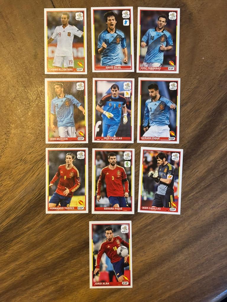 Voetbalplaatjes Spanje EK 2012 - Diverse Spelers, Ophalen of Verzenden, Gebruikt, Buitenlandse clubs, Poster, Plaatje of Sticker