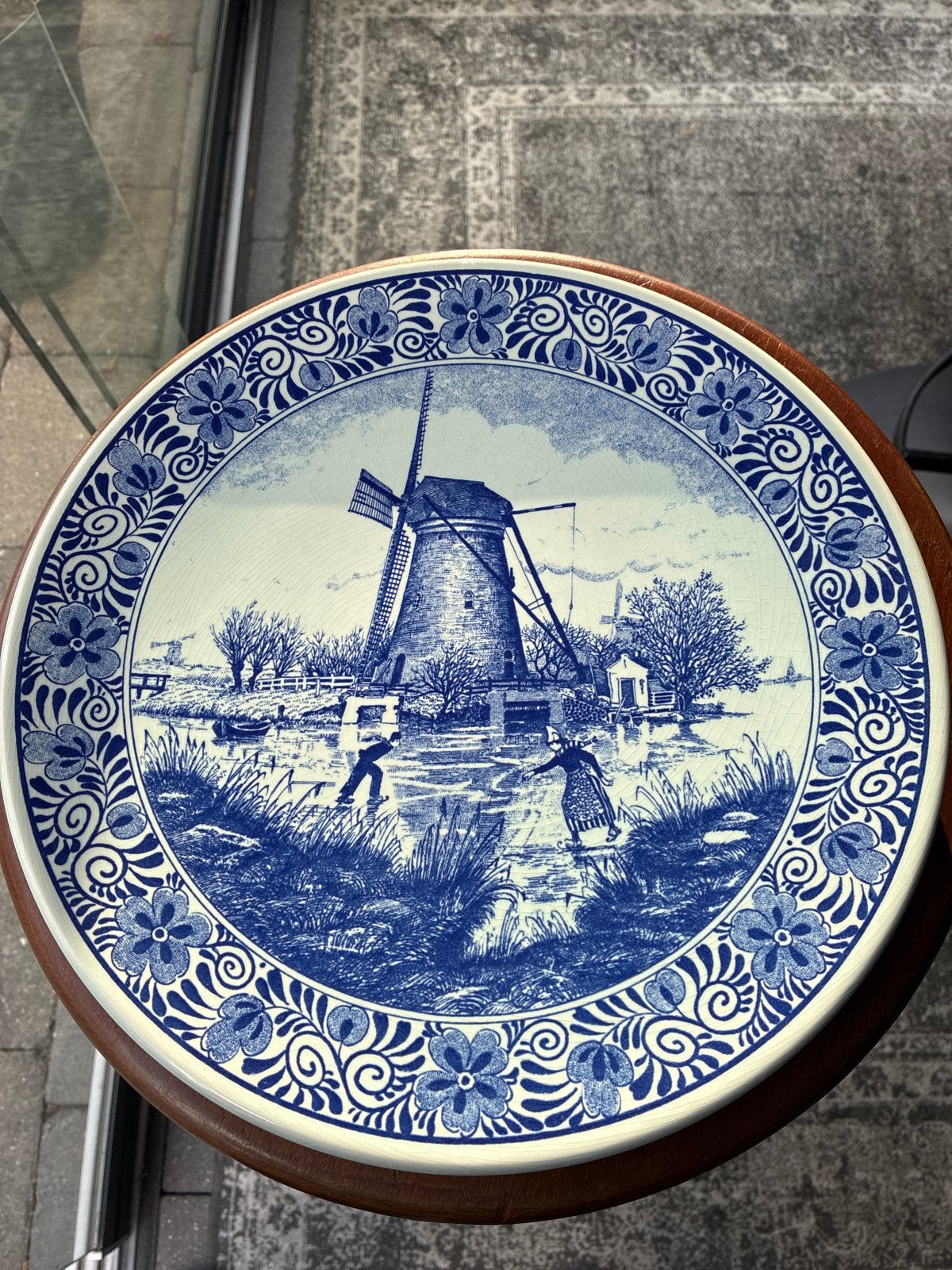 Delfts Blauw Chemkefa Wandbord met Molenlandschap, Ophalen