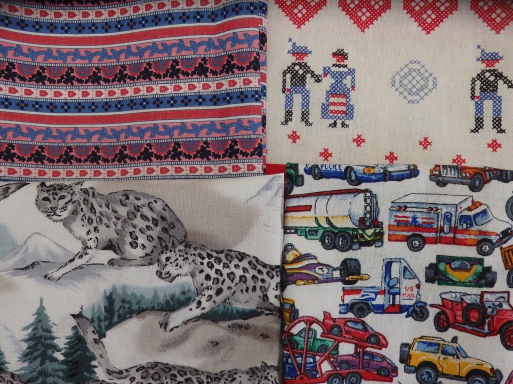 4 x stofje voor quilten of applicatie folklore auto panter, Overige kleuren, Nieuw, Ophalen of Verzenden, 30 tot 120 cm